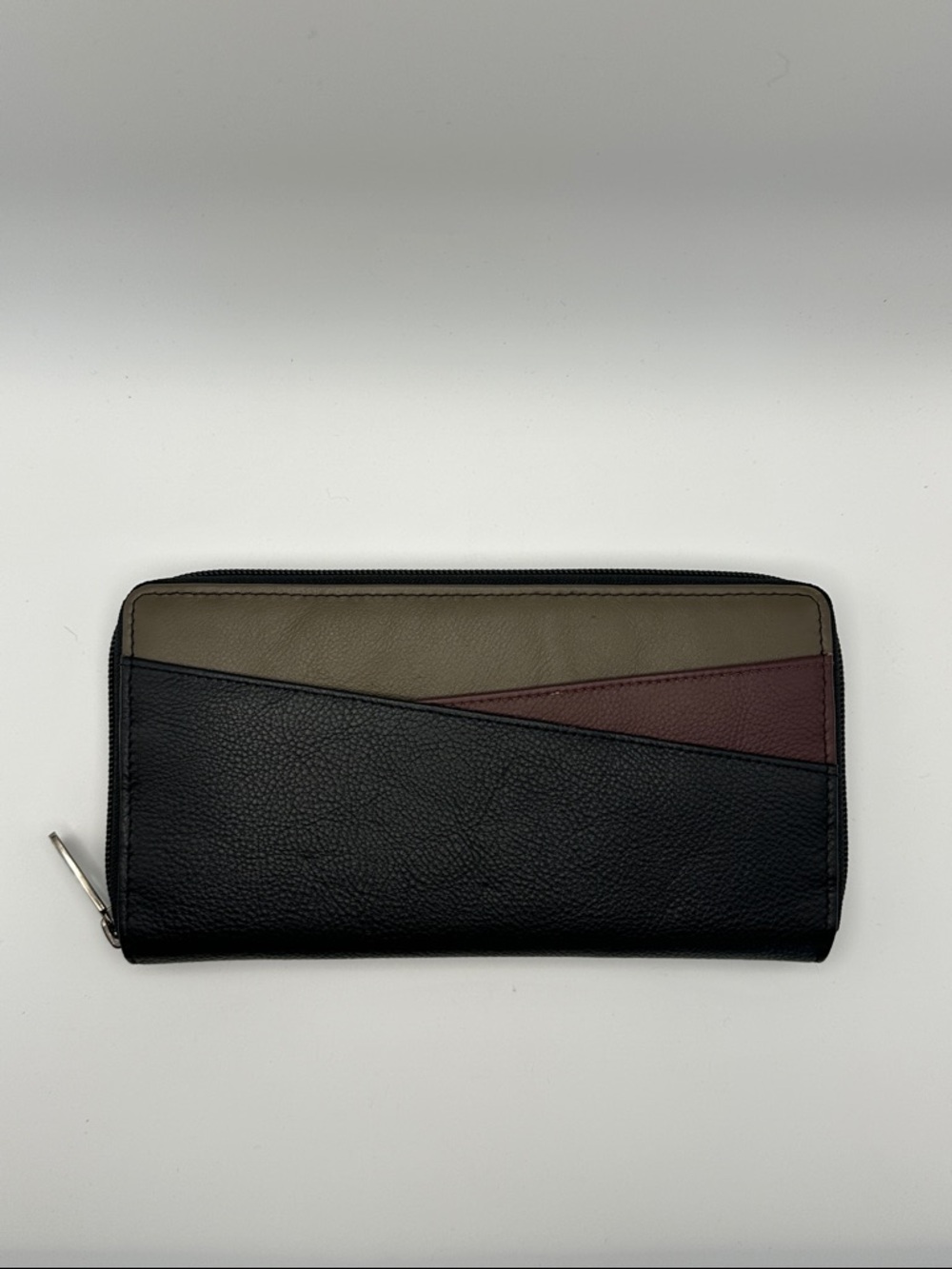 Karla Hanson Zip-Around Wallet in Black, Taupe & Burgundy